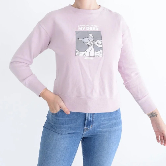 Uniqlo x Disney Purple Fawned of you Deer Bambi Crewneck Sweater XSmall - Picture 3 of 12